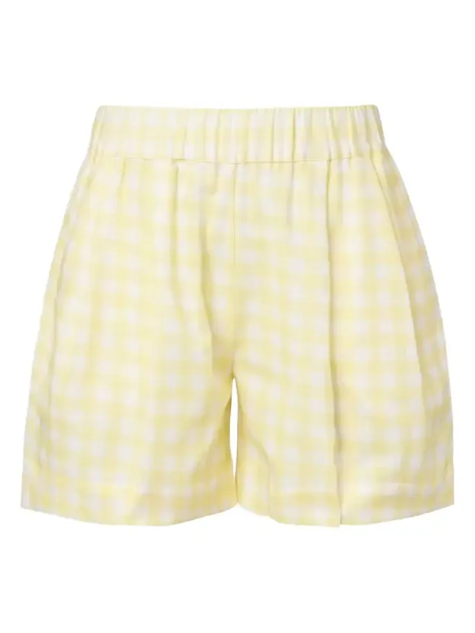 Gingham linen and cotton shorts