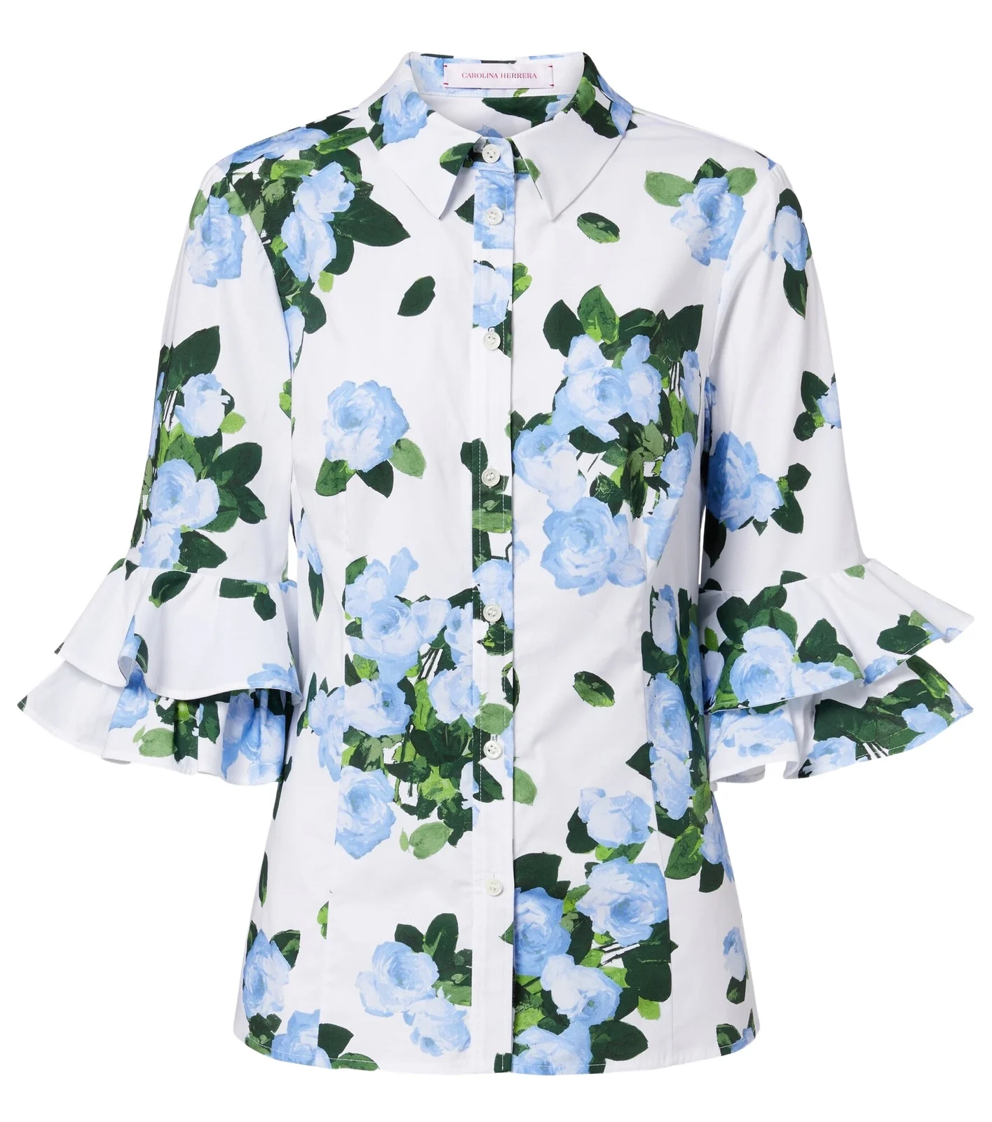 Floral ruffled cotton-blend shirt Floral ruffled cotton-blend shirt