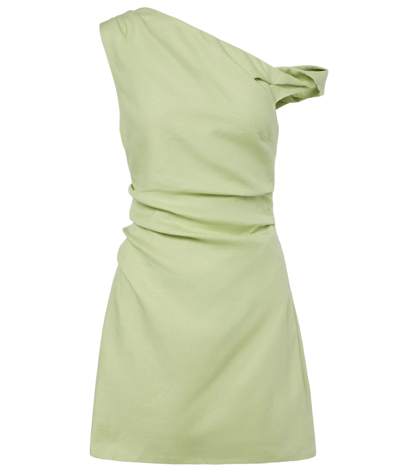Asymmetric linen minidress