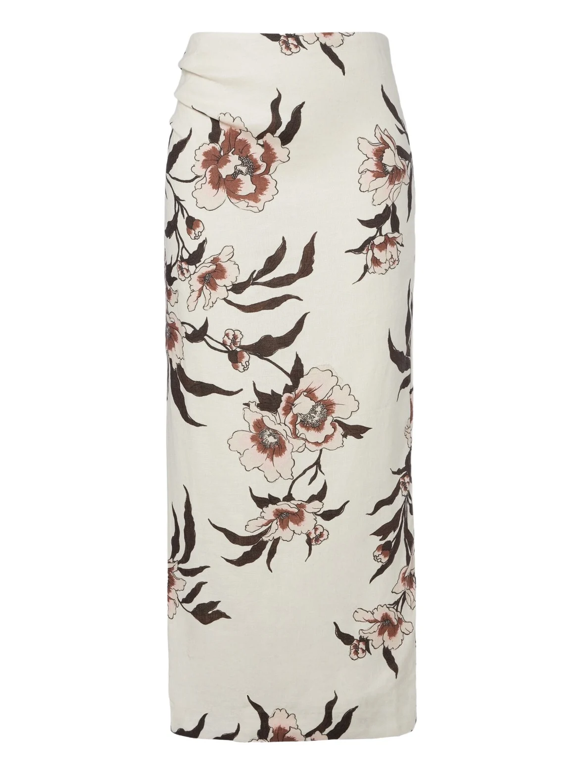 Floral linen maxi skirt