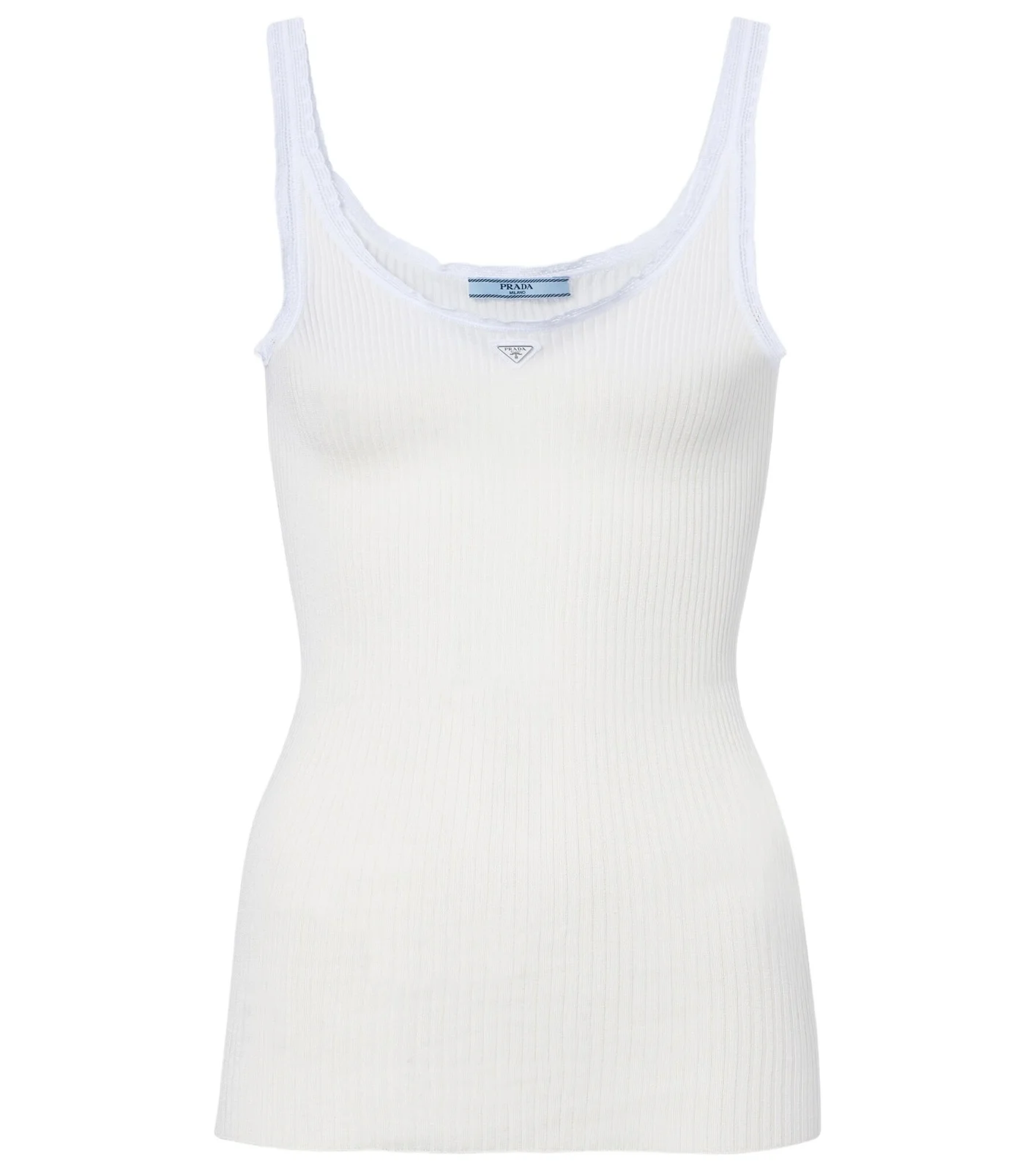 Lace-trimmed ribbed-knit cotton tank top Lace-trimmed ribbed-knit cotton tank top