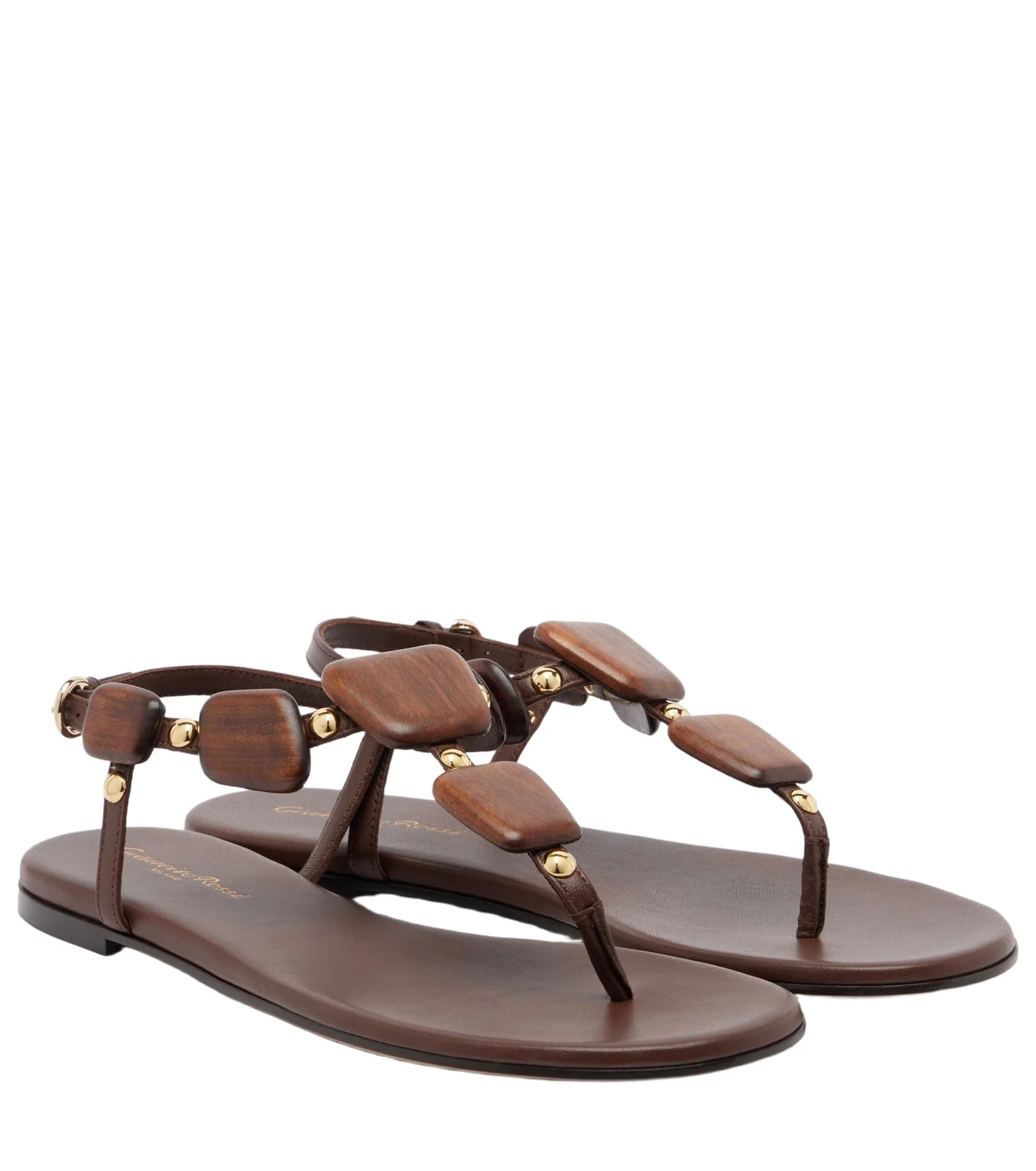 Beaded leather thong sandals