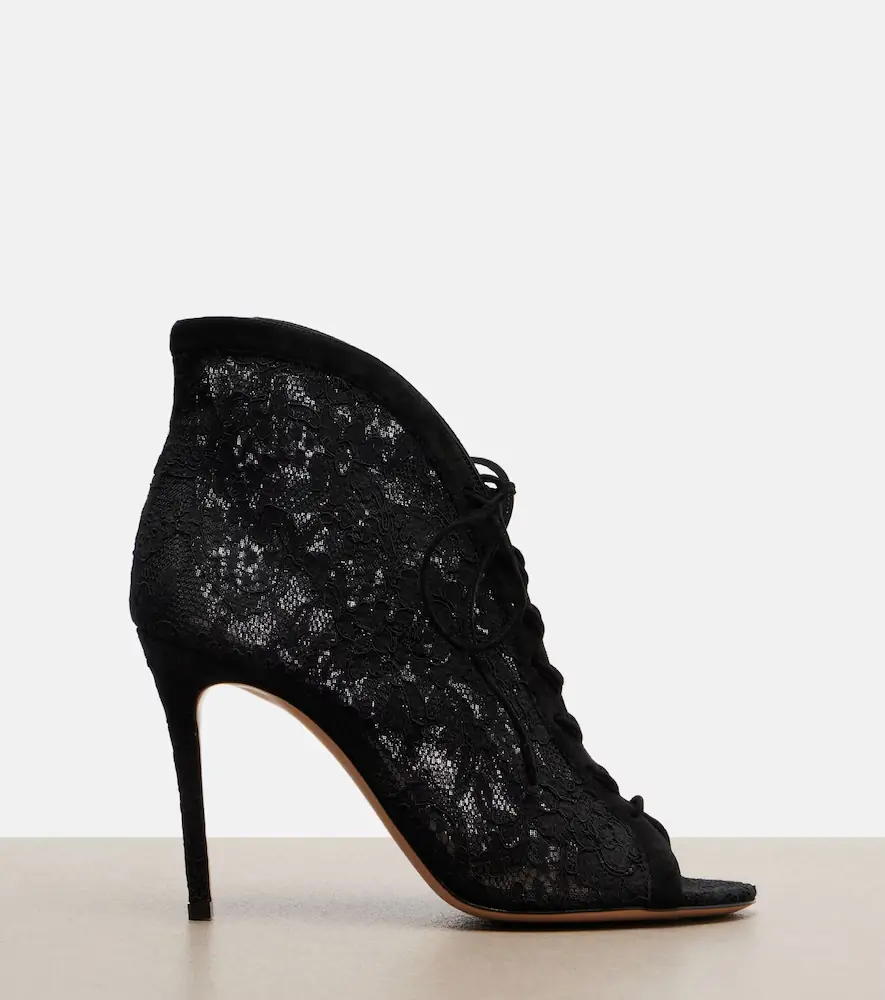 Gianvito Rossi Suede-trimmed lace pumps | Thumbnail 4