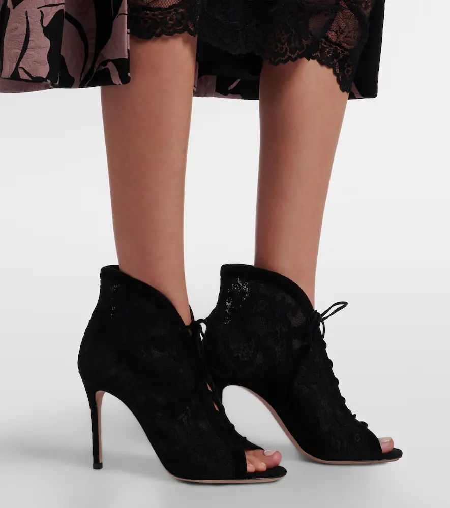Gianvito Rossi Suede-trimmed lace pumps | Thumbnail 6