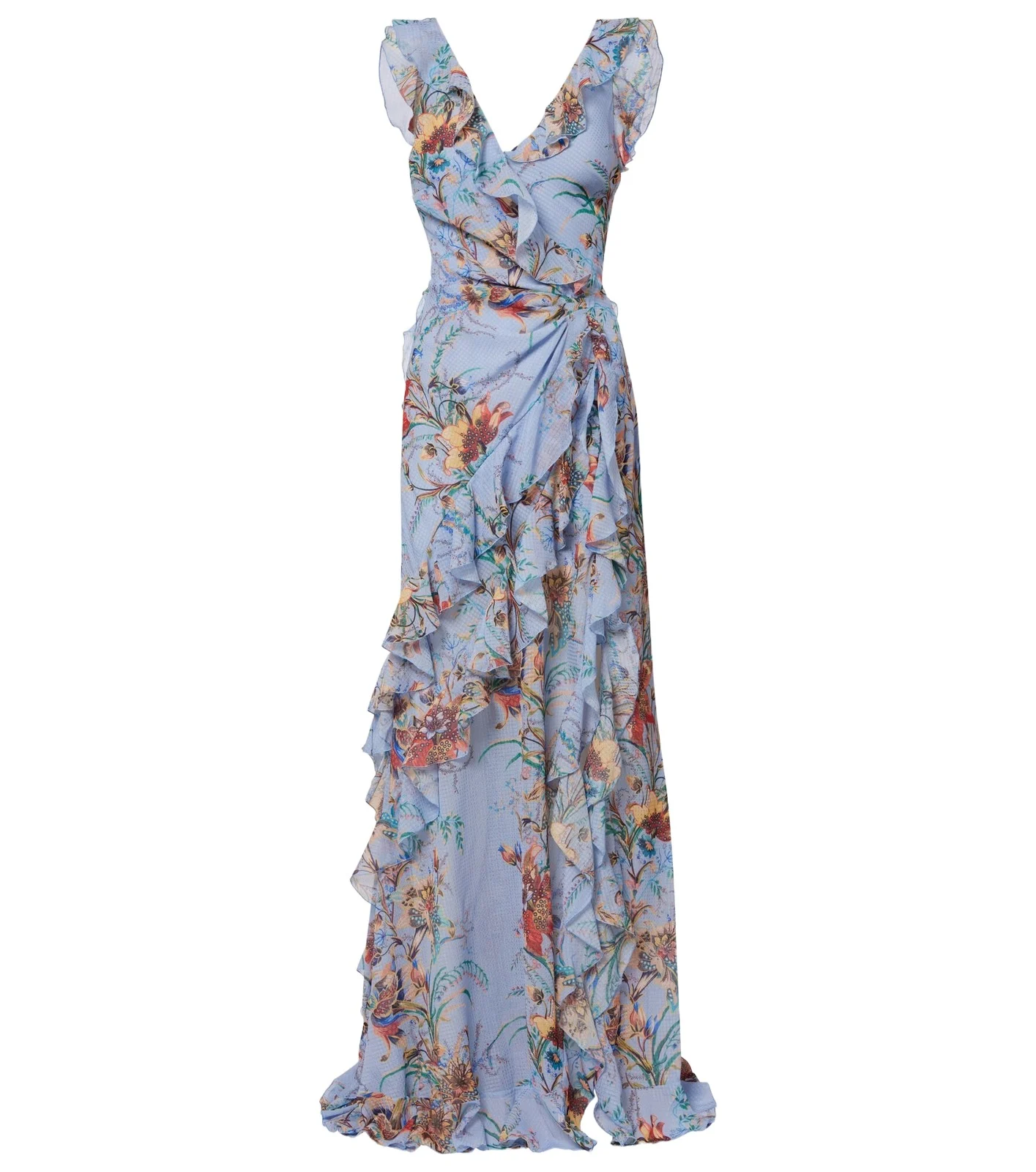 Printed ruffled maxi dress