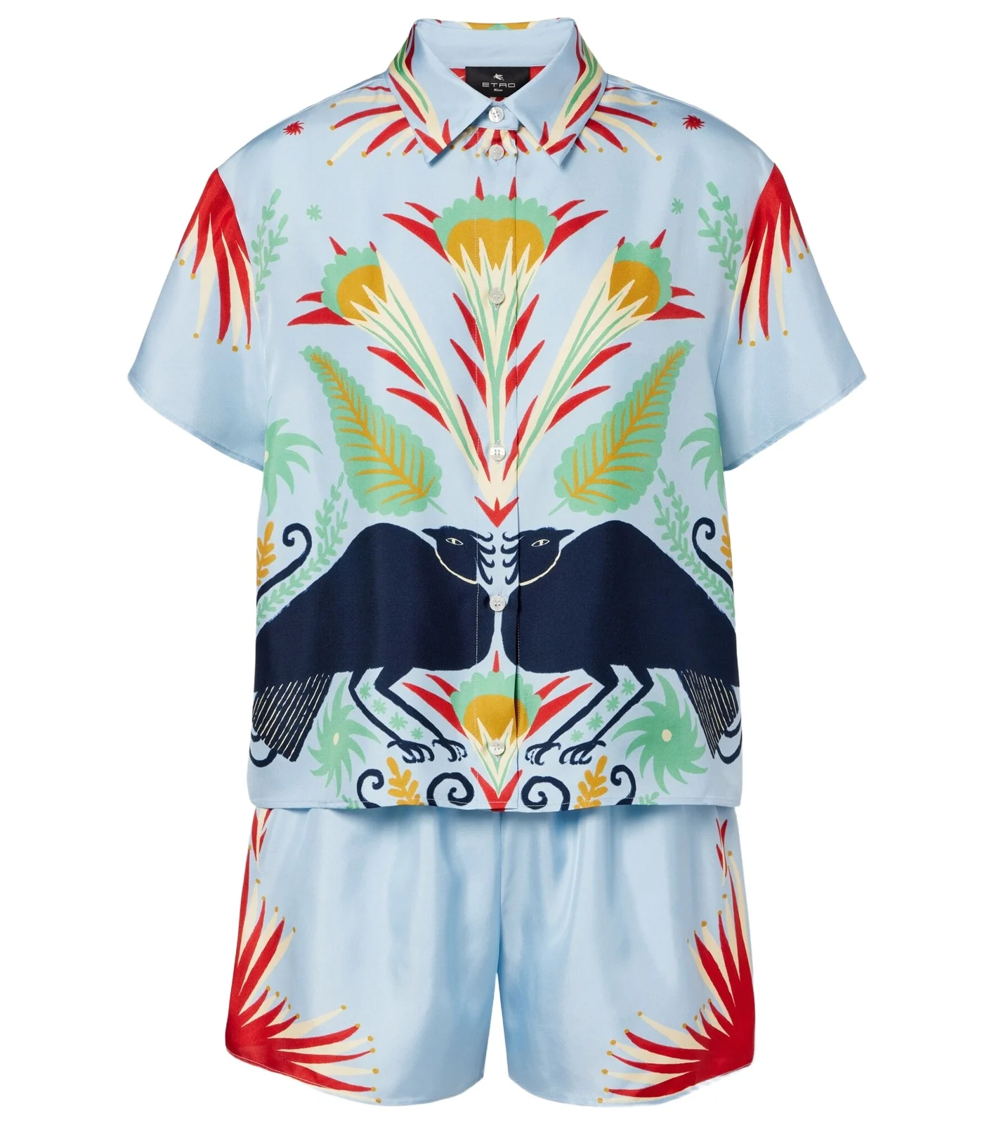 Printed silk pajamas