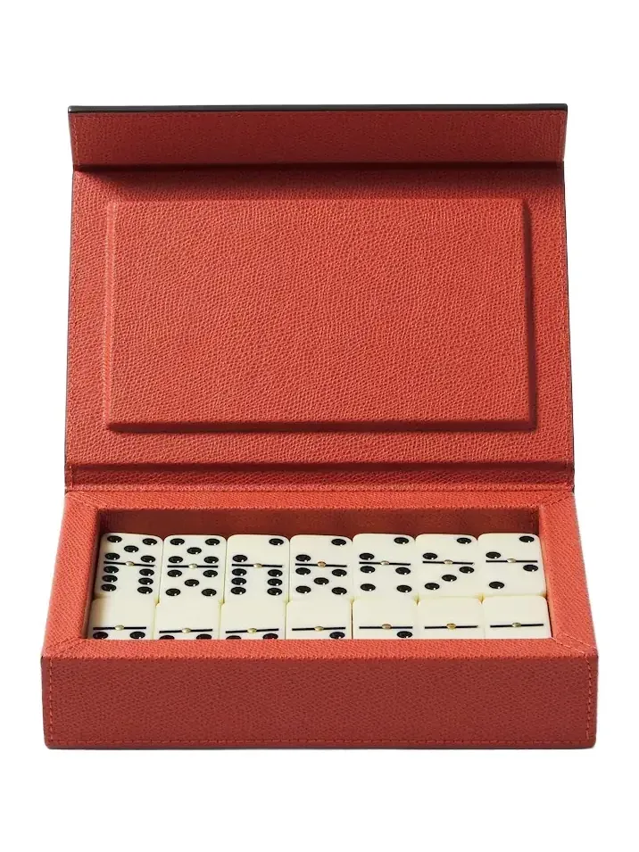 GIOBAGNARA Parma leather and walnut domino set