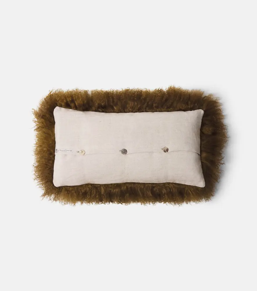 Maison de Vacances Shearling and linen cushion | Thumbnail 2