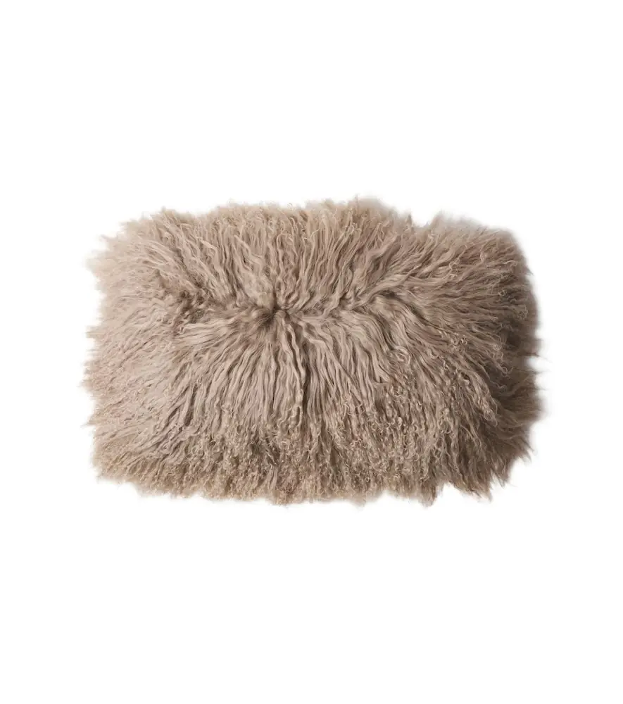 Maison de Vacances Shearling and linen cushion