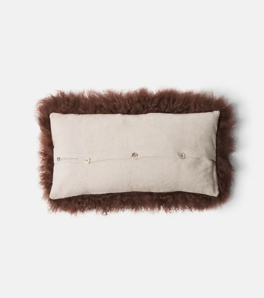 Maison de Vacances Shearling and linen cushion | Thumbnail 2