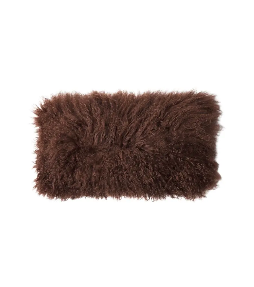 Maison de Vacances Shearling and linen cushion