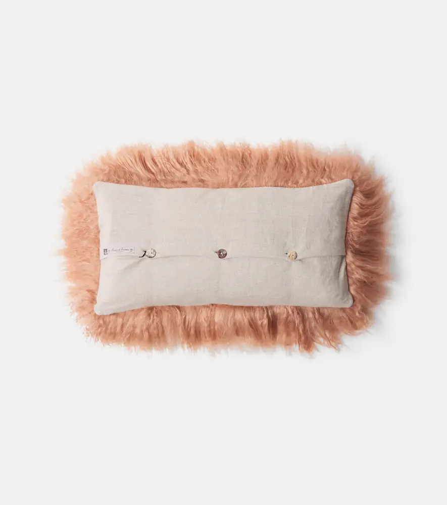 Maison de Vacances Shearling and linen cushion | Thumbnail 2