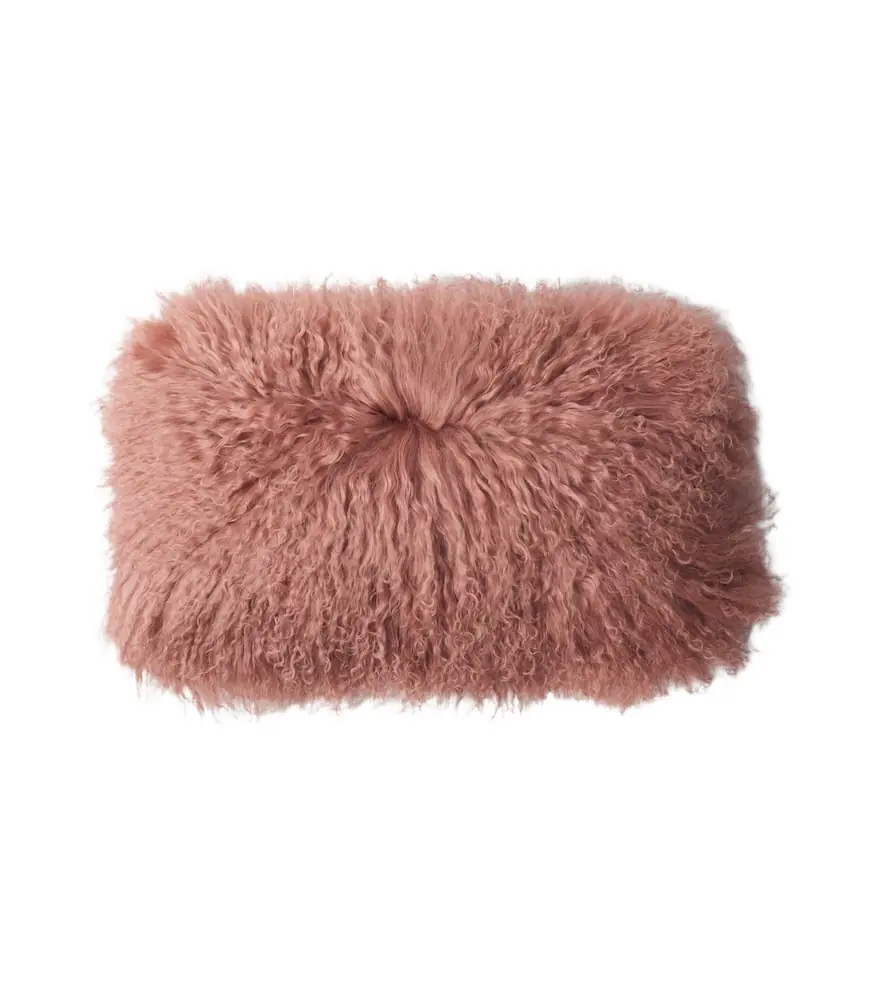 Maison de Vacances Reversible linen and shearling cushion