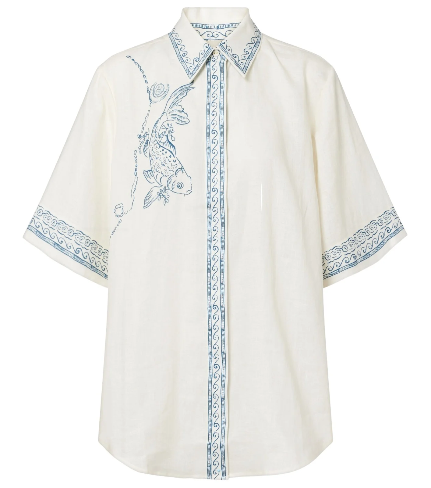 Alémais Lucky oversized printed linen shirt Alémais Lucky oversized printed linen shirt