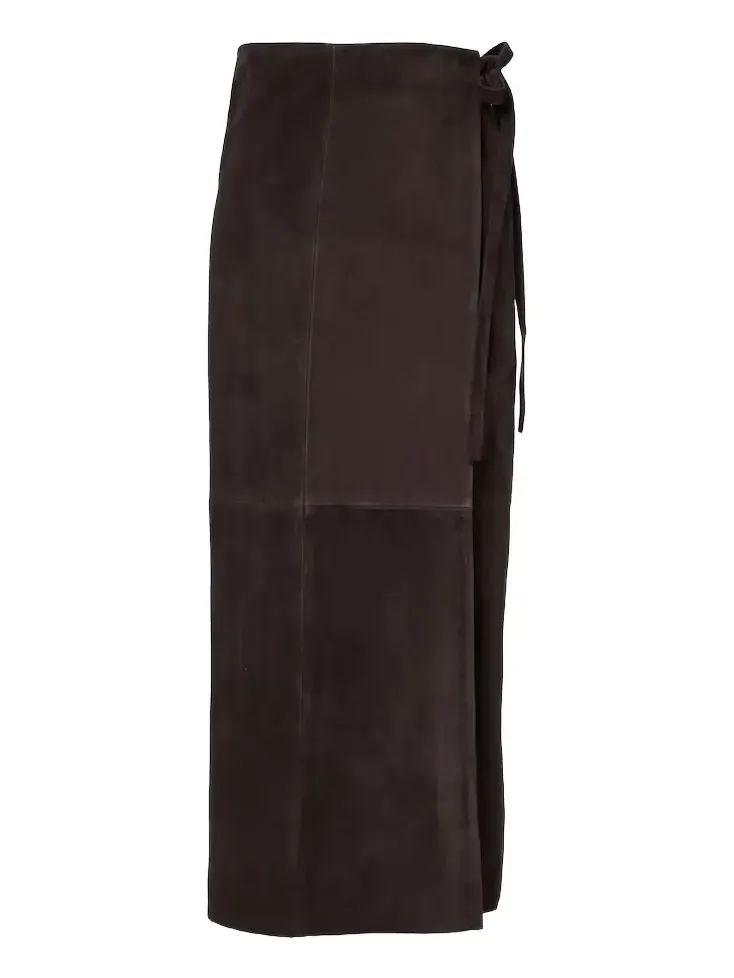 Suede wrap skirt