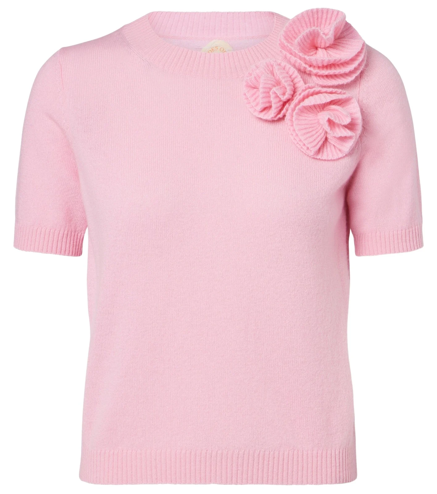 Floral-appliqué wool and cashmere sweater