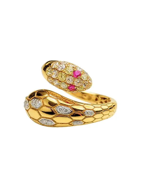 0.67ct Diamond Ruby 18K Gold Snake Bypass Ring 0.67ct Diamond Ruby 18K Gold Snake Bypass Ring
