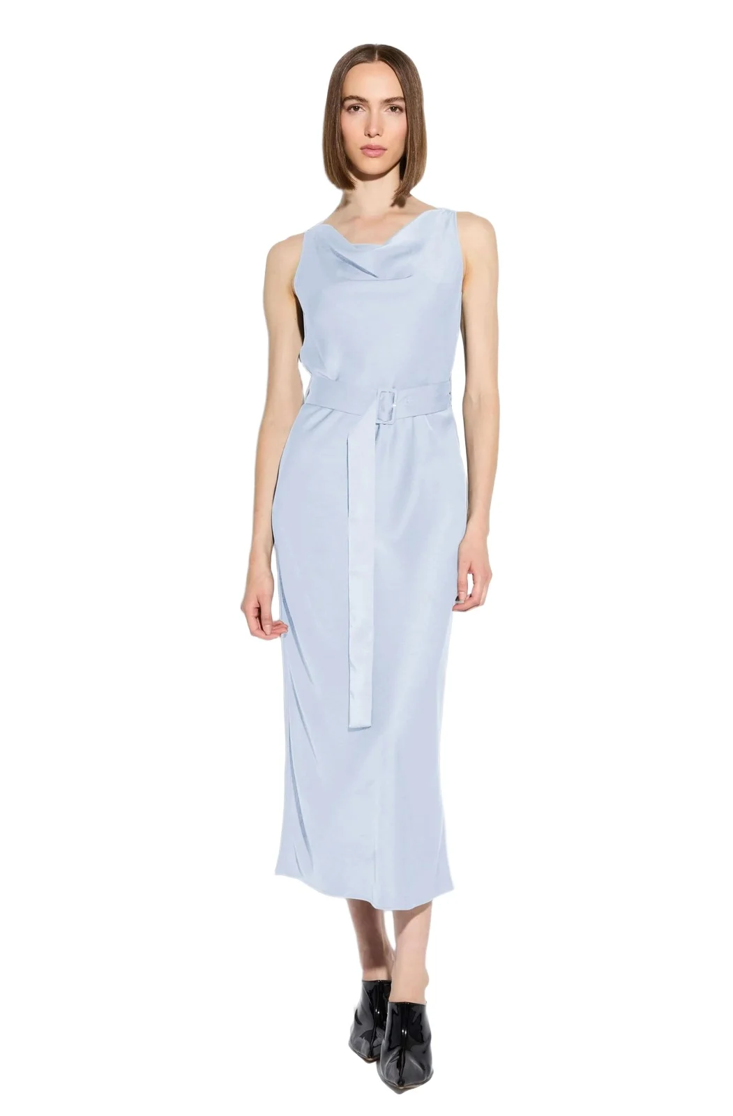 Lightweight Satin Belted Dress