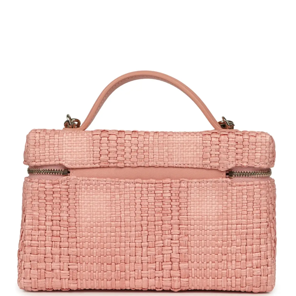 Chanel Chanel Top Handle Long Vanity Case with Chain Light Pink Braided Raffia Light Gold Hardware | Thumbnail 4 Chanel Chanel Top Handle Long Vanity Case with Chain Light Pink Braided Raffia Light Gold Hardware | Thumbnail 4