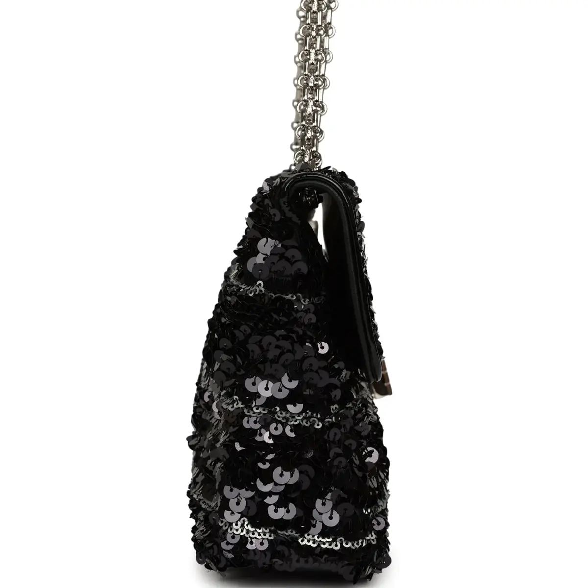 Chanel Pre-owned Chanel Medium Striped Reissue Flap Bag Black, Silver Sequin and Patent Silver Hardware | Thumbnail 3 Chanel Pre-owned Chanel Medium Striped Reissue Flap Bag Black, Silver Sequin and Patent Silver Hardware | Thumbnail 3