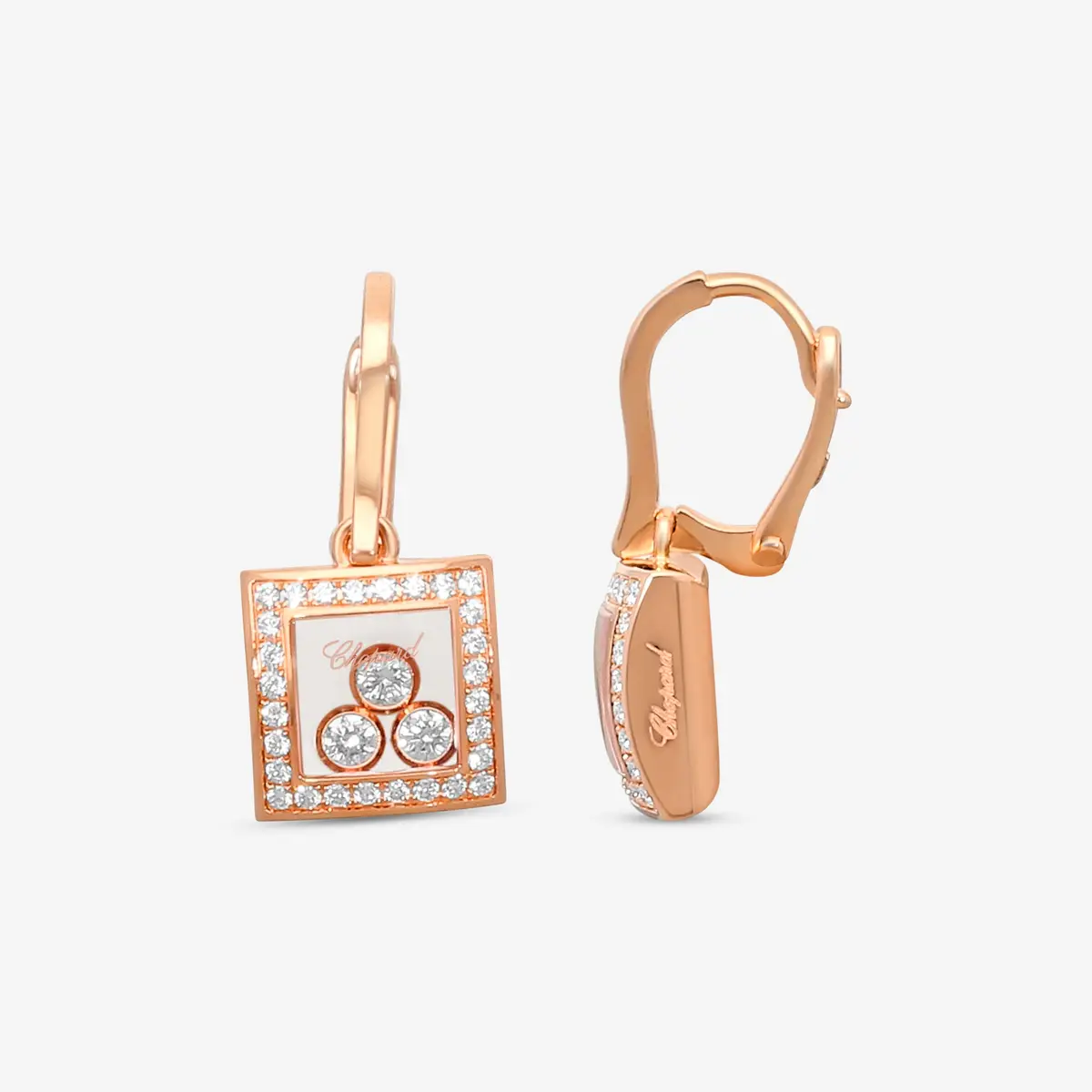 Chopard Chopard Happy Diamonds 18K Rose Gold Diamond Drop Earrings by The Solist | Thumbnail 3 Chopard Chopard Happy Diamonds 18K Rose Gold Diamond Drop Earrings by The Solist | Thumbnail 3