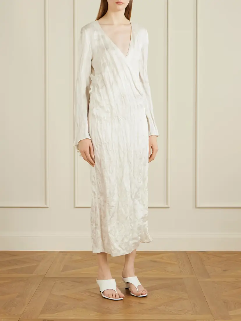 Khaite Rommi Crinkled-voile Midi Wrap Dress | Thumbnail 2 Khaite Rommi Crinkled-voile Midi Wrap Dress | Thumbnail 2