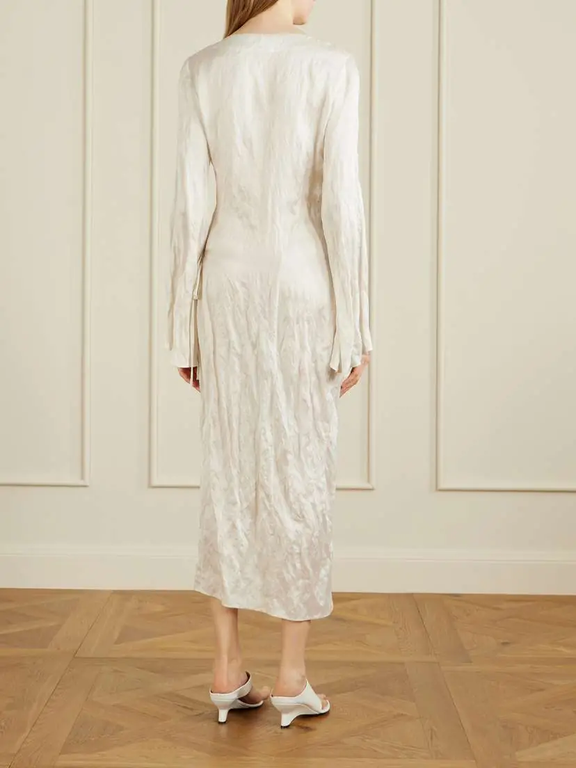 Khaite Rommi Crinkled-voile Midi Wrap Dress | Thumbnail 3 Khaite Rommi Crinkled-voile Midi Wrap Dress | Thumbnail 3