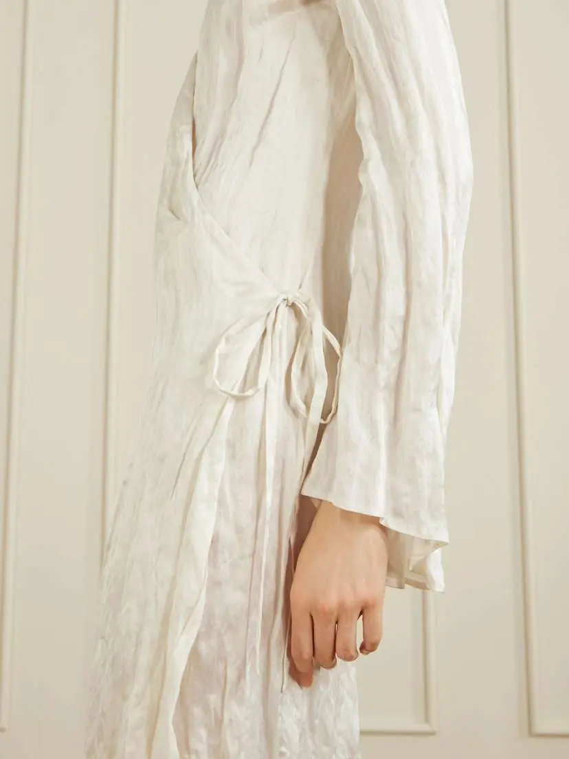 Khaite Rommi Crinkled-voile Midi Wrap Dress | Thumbnail 4 Khaite Rommi Crinkled-voile Midi Wrap Dress | Thumbnail 4