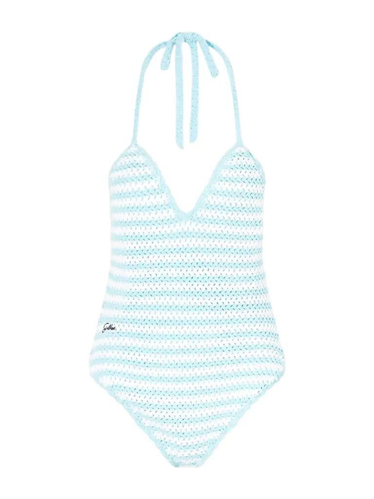 Simkhai Karoline Striped Crocheted Swimsuit | Image 1 Simkhai Karoline Striped Crocheted Swimsuit | Image 1