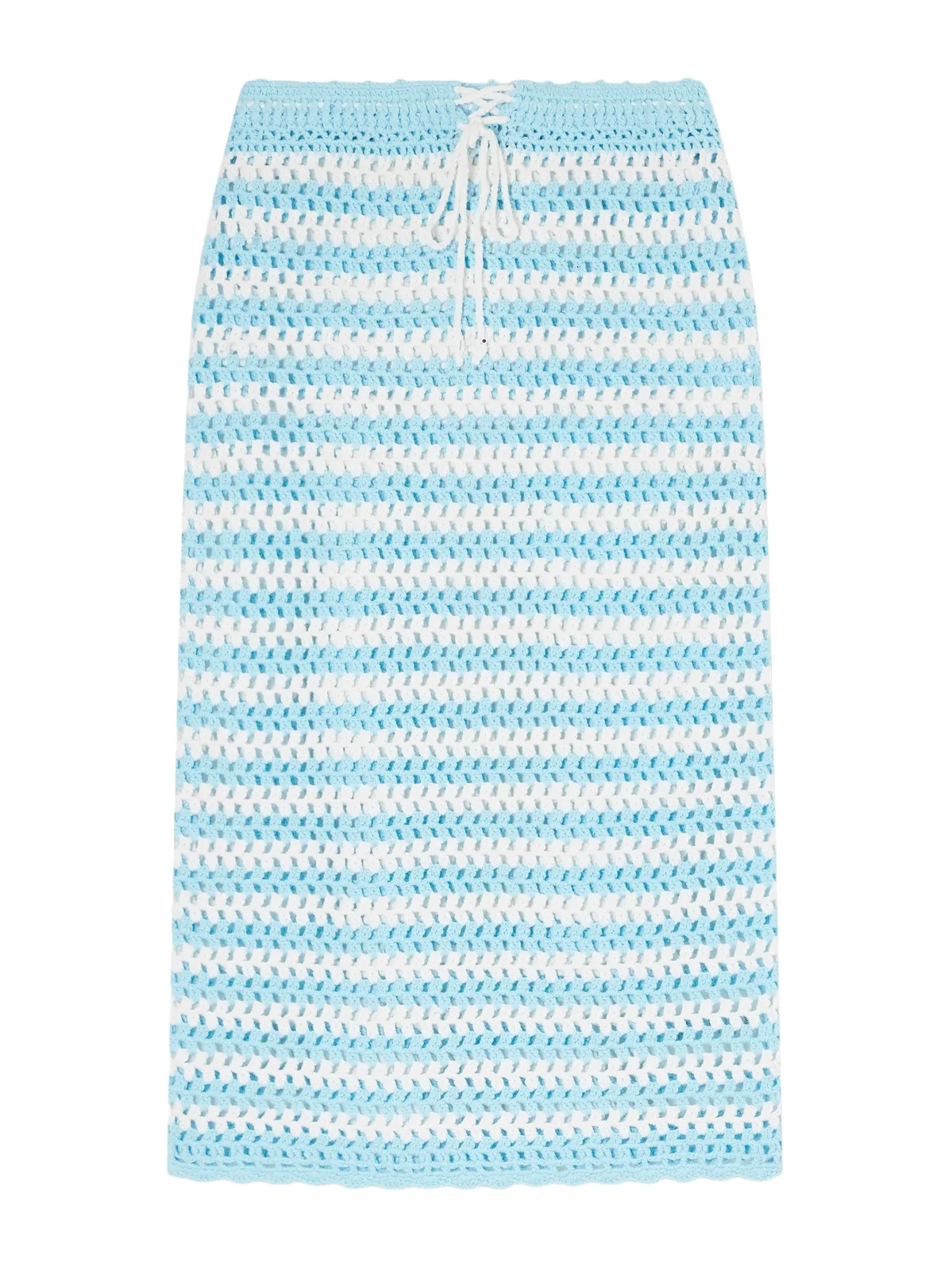 Welles Striped Crochet-knit Cotton Midi Skirt Welles Striped Crochet-knit Cotton Midi Skirt