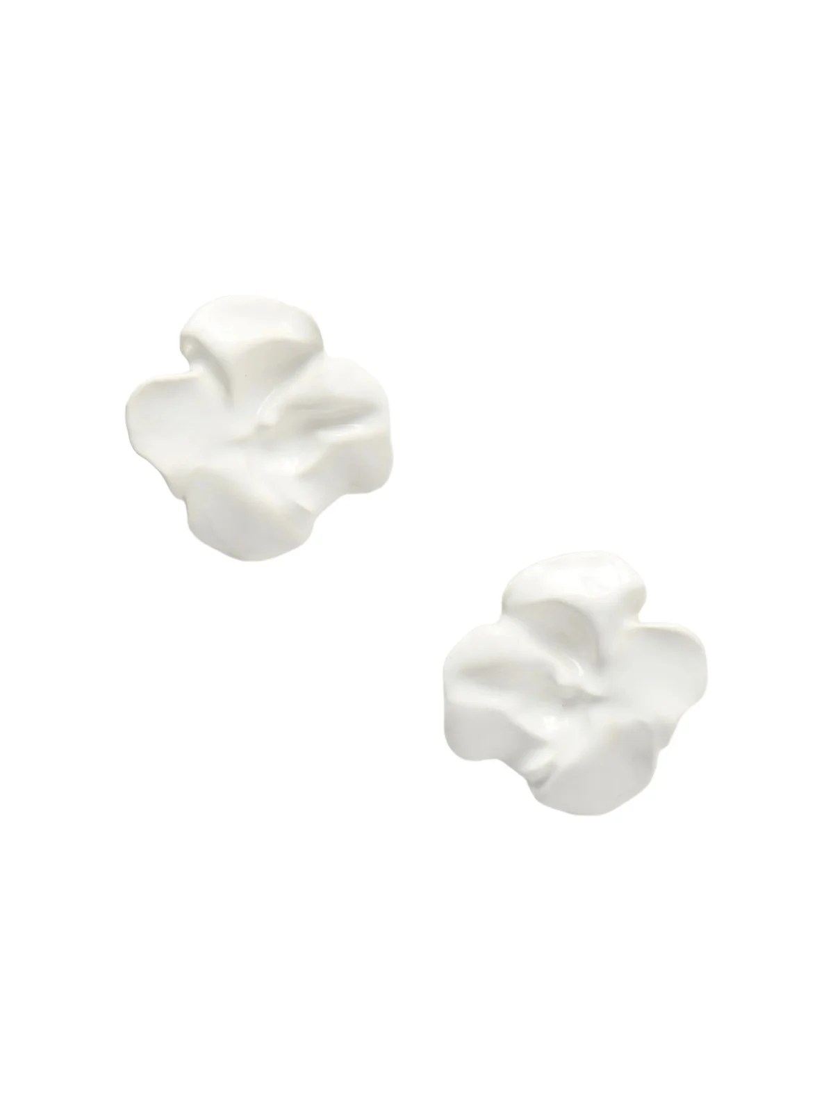 Flower Silver-plated And Enamel Earrings - White Flower Silver-plated And Enamel Earrings - White