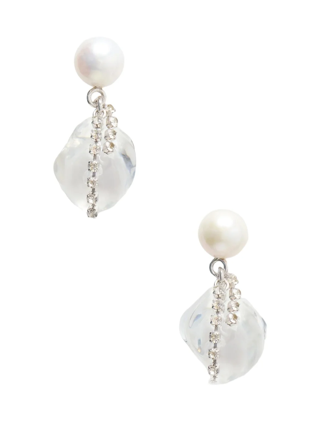 Crystal And Pearl-embellished Resin Drop Earrings Crystal And Pearl-embellished Resin Drop Earrings