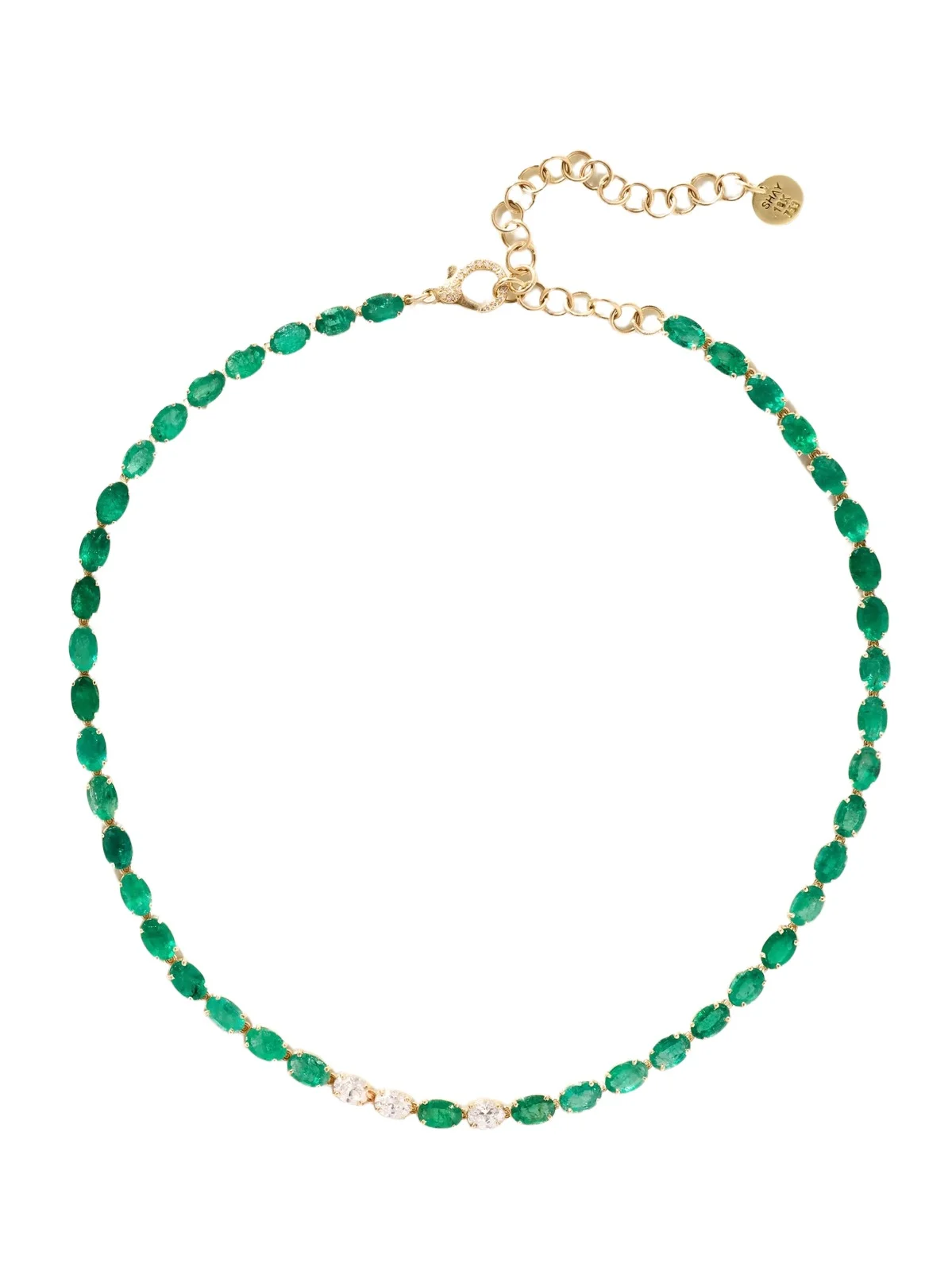 SHAY 18-karat Gold Emerald And Diamond Tennis Necklace