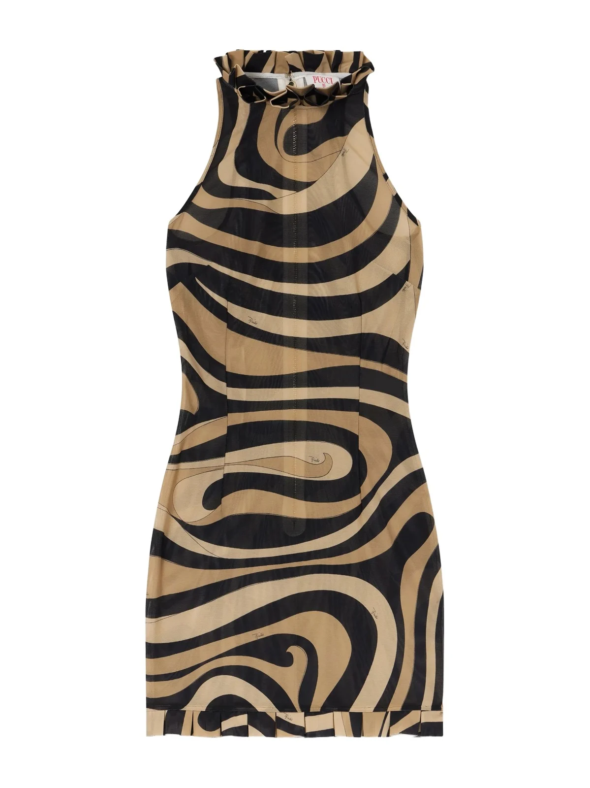 Pleated Printed Mesh Mini Dress Pleated Printed Mesh Mini Dress