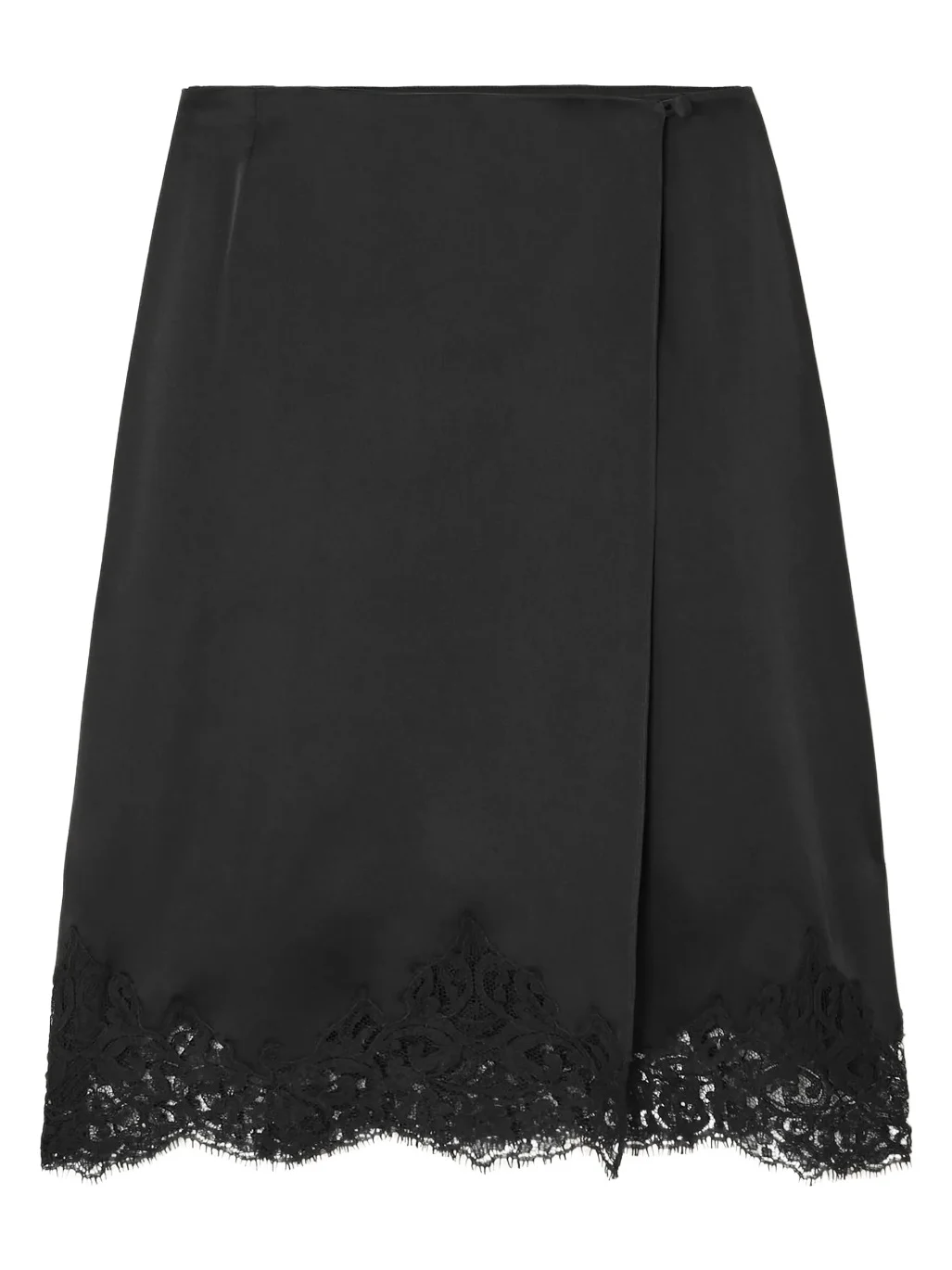 Wrap-effect Lace-trimmed Satin Skirt Wrap-effect Lace-trimmed Satin Skirt