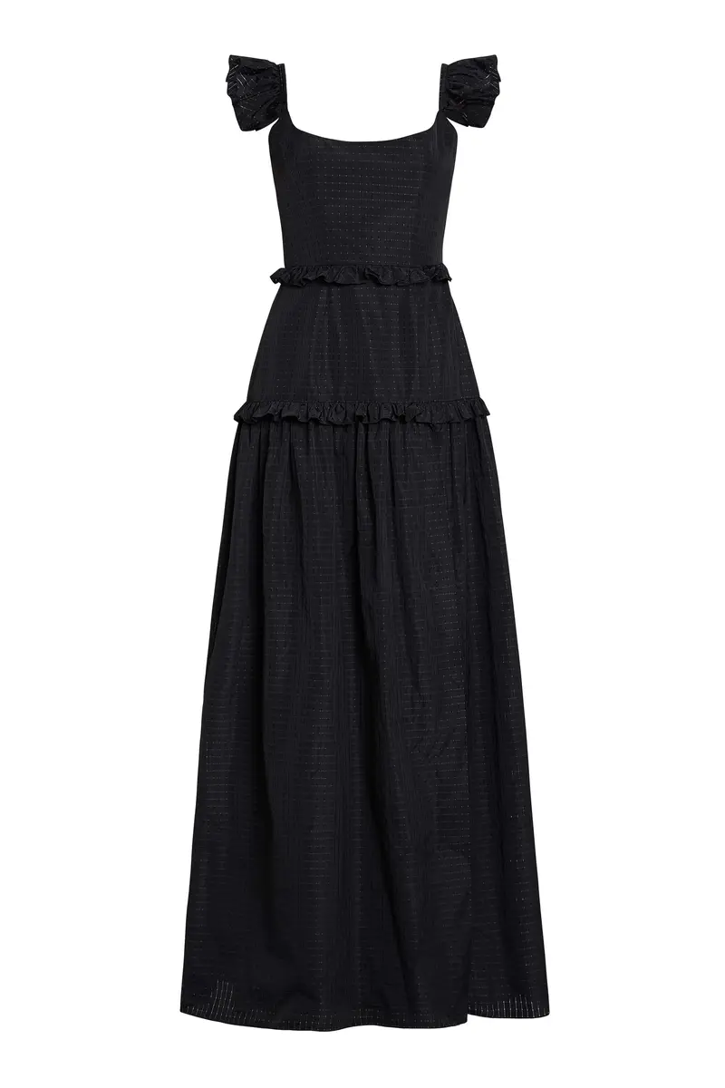 Markarian Alanna Black Gingham Taffeta Ruffle Tiered Gown | Image 1 Markarian Alanna Black Gingham Taffeta Ruffle Tiered Gown | Image 1