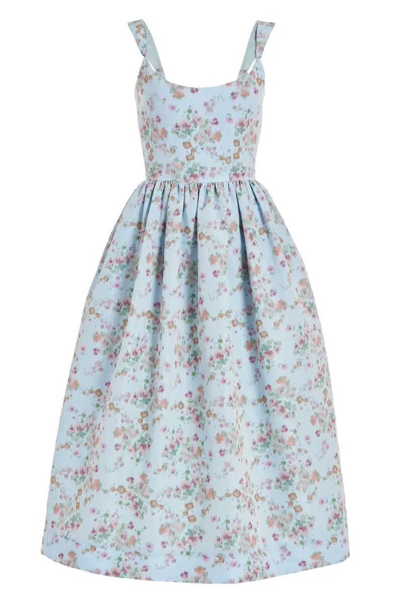 Markarian Apple Blue Ikat Floral Corset Dress | Image 1 Markarian Apple Blue Ikat Floral Corset Dress | Image 1