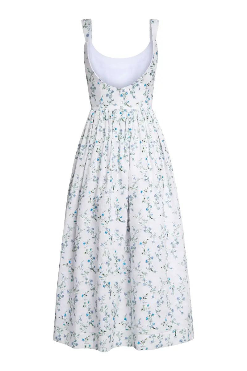 Markarian Apple Blue Vine Beaded Shantung Midi Dress | Thumbnail 2 Markarian Apple Blue Vine Beaded Shantung Midi Dress | Thumbnail 2