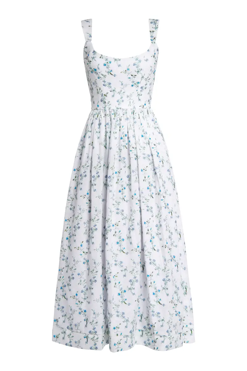 Markarian Apple Blue Vine Beaded Shantung Midi Dress | Image 1 Markarian Apple Blue Vine Beaded Shantung Midi Dress | Image 1