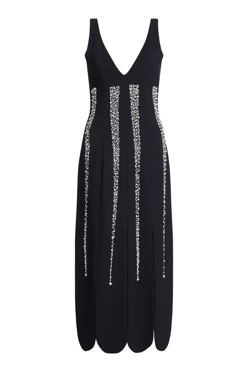 Markarian Brandy Pearl Stripe Embroidery Midi Dress | Image 1 Markarian Brandy Pearl Stripe Embroidery Midi Dress | Image 1