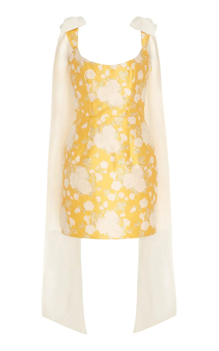 Markarian Celestia Yellow Floral Brocade Mini Dress | Image 1 Markarian Celestia Yellow Floral Brocade Mini Dress | Image 1
