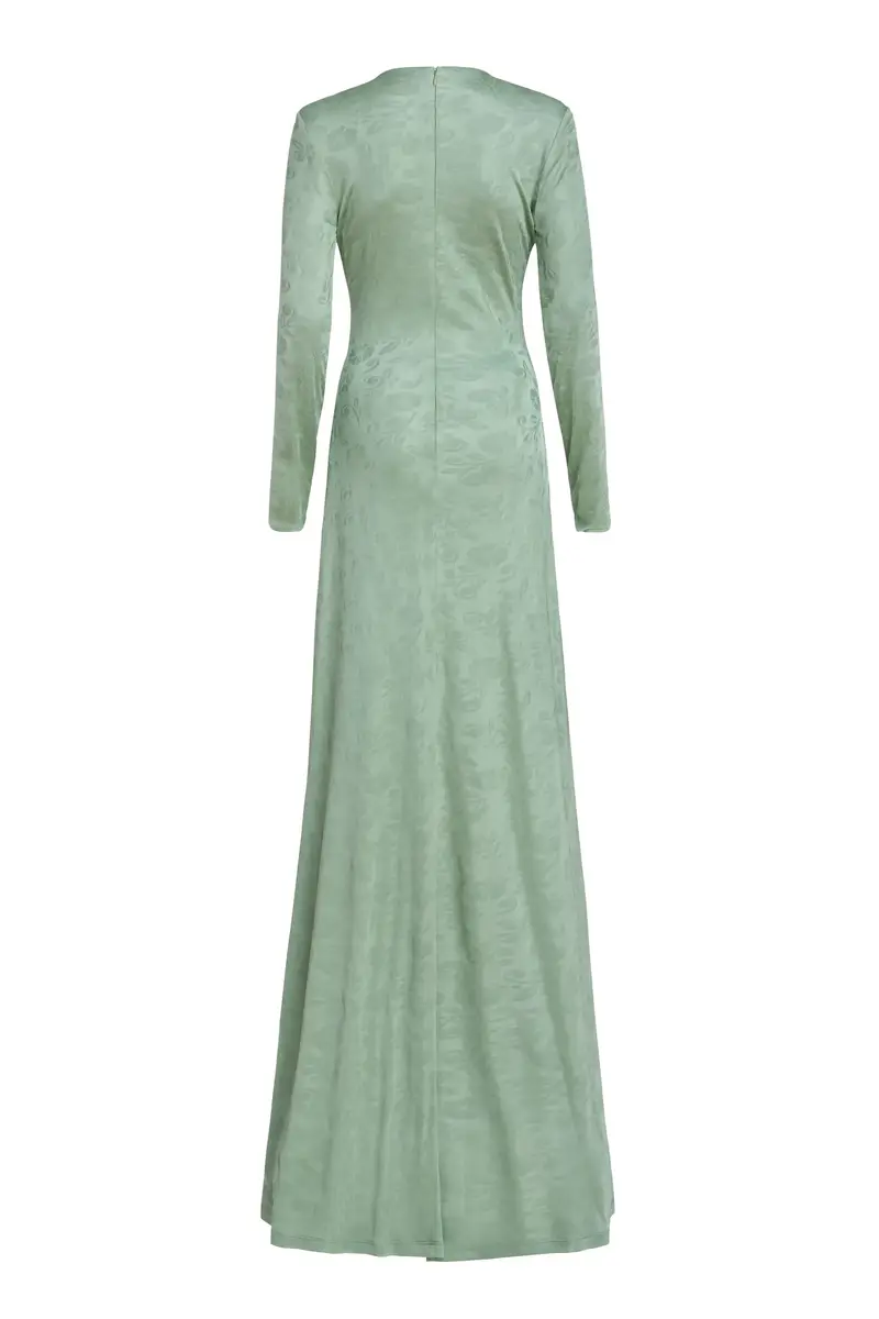 Markarian Coco Pistachio Green Floral Jersey Long Sleeve Gown | Thumbnail 4 Markarian Coco Pistachio Green Floral Jersey Long Sleeve Gown | Thumbnail 4