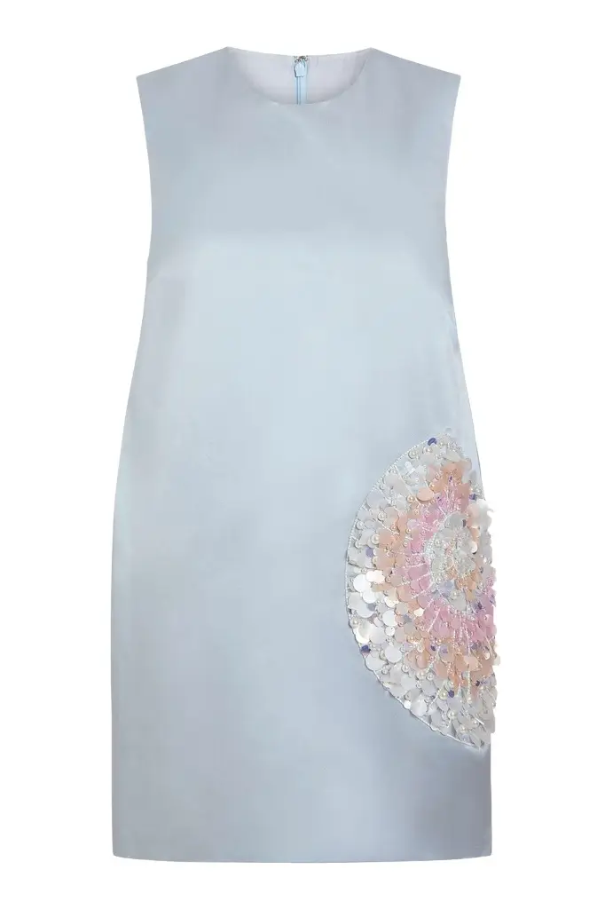 Daisy Bluebell Satin Mini Cocoon Dress