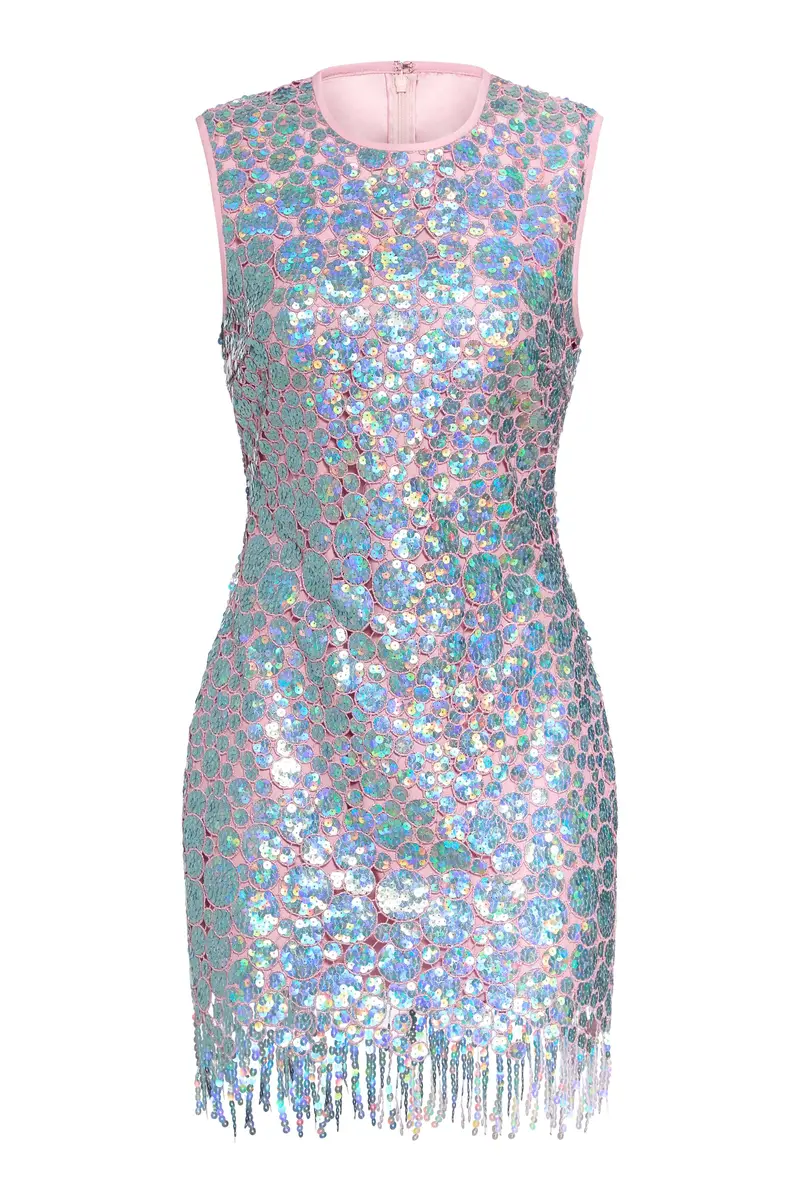 Markarian Galaxie Blue Iridescent Paillette Mini Dress | Image 1 Markarian Galaxie Blue Iridescent Paillette Mini Dress | Image 1