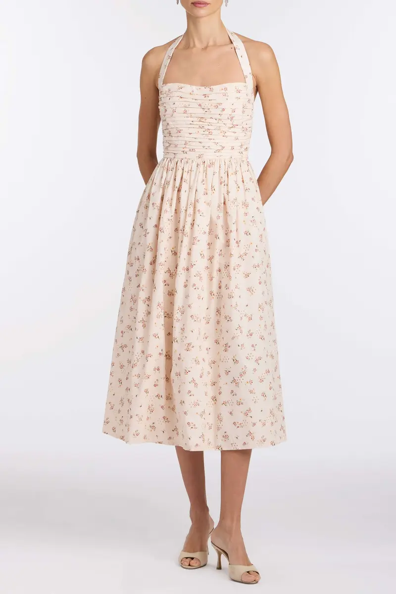 Markarian Leia Blush Bouquet Halter Neck Midi Dress | Thumbnail 2
