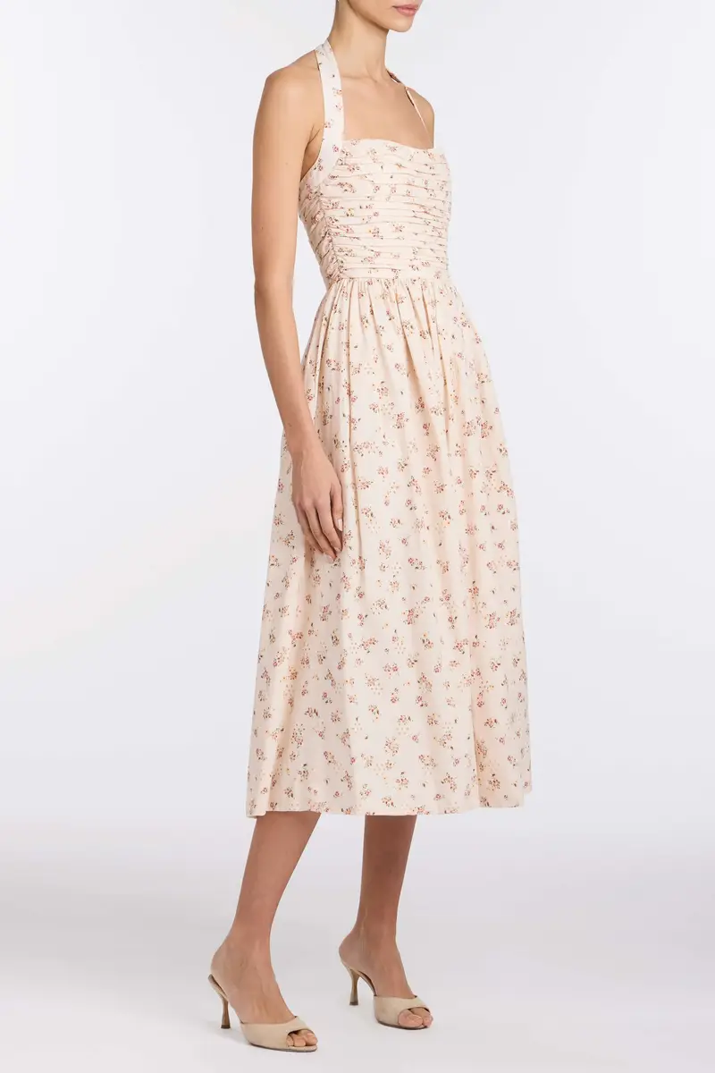 Markarian Leia Blush Bouquet Halter Neck Midi Dress | Thumbnail 3