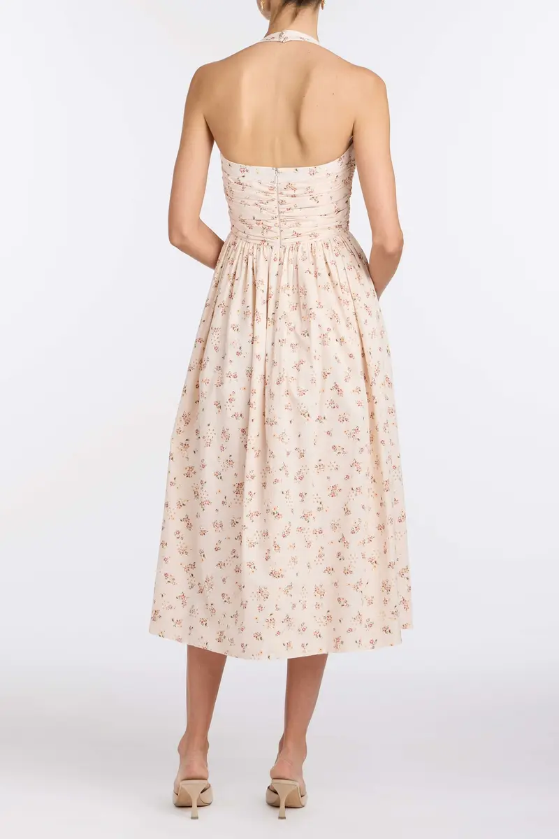 Markarian Leia Blush Bouquet Halter Neck Midi Dress | Thumbnail 4