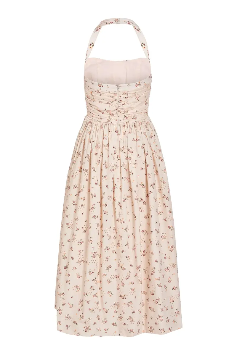 Markarian Leia Blush Bouquet Halter Neck Midi Dress | Thumbnail 5