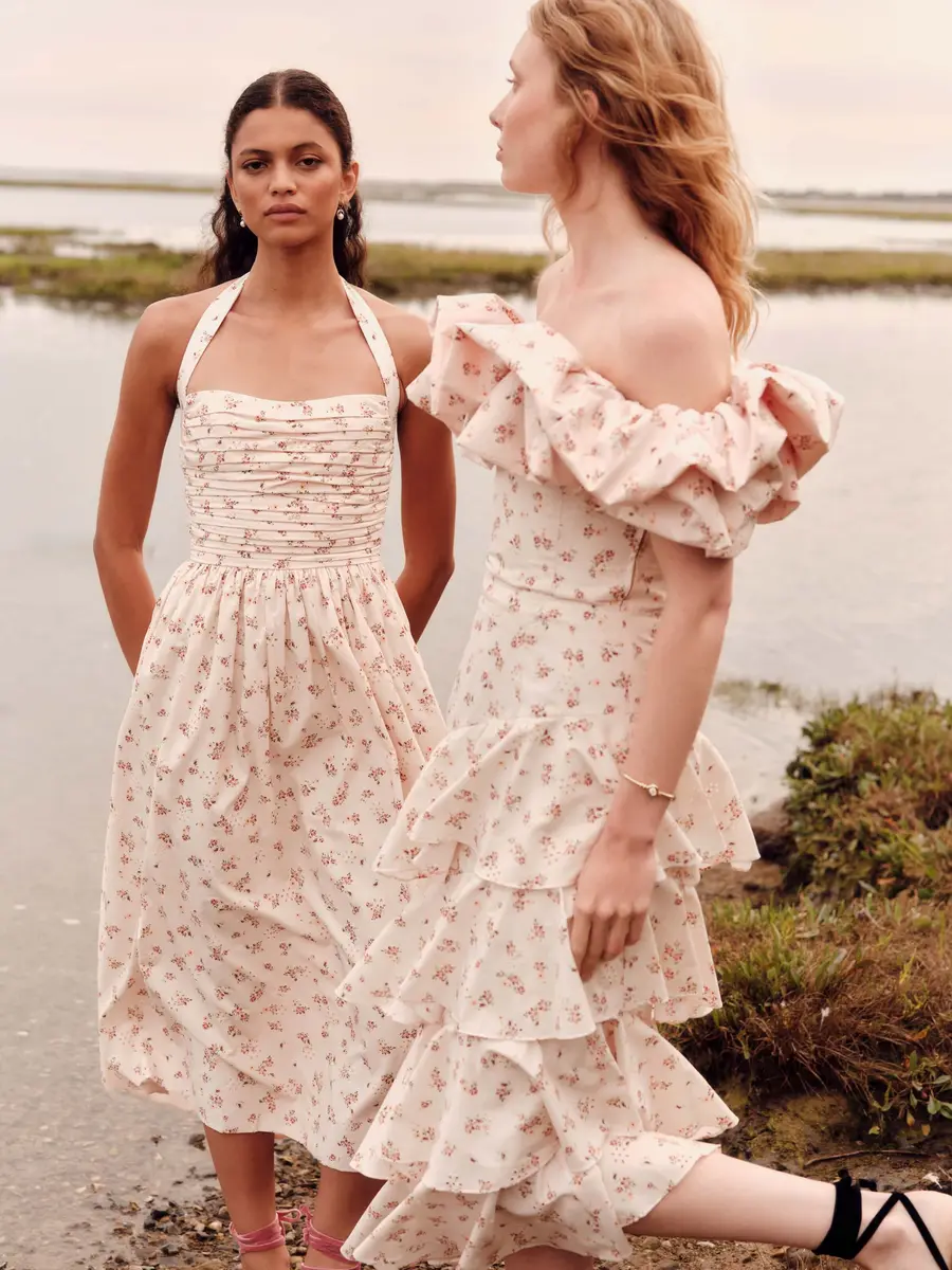 Markarian Leia Blush Bouquet Halter Neck Midi Dress | Thumbnail 6