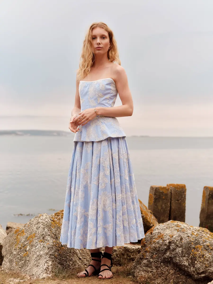 Markarian Lola Floral Embroidered Strapless Top | Thumbnail 6
